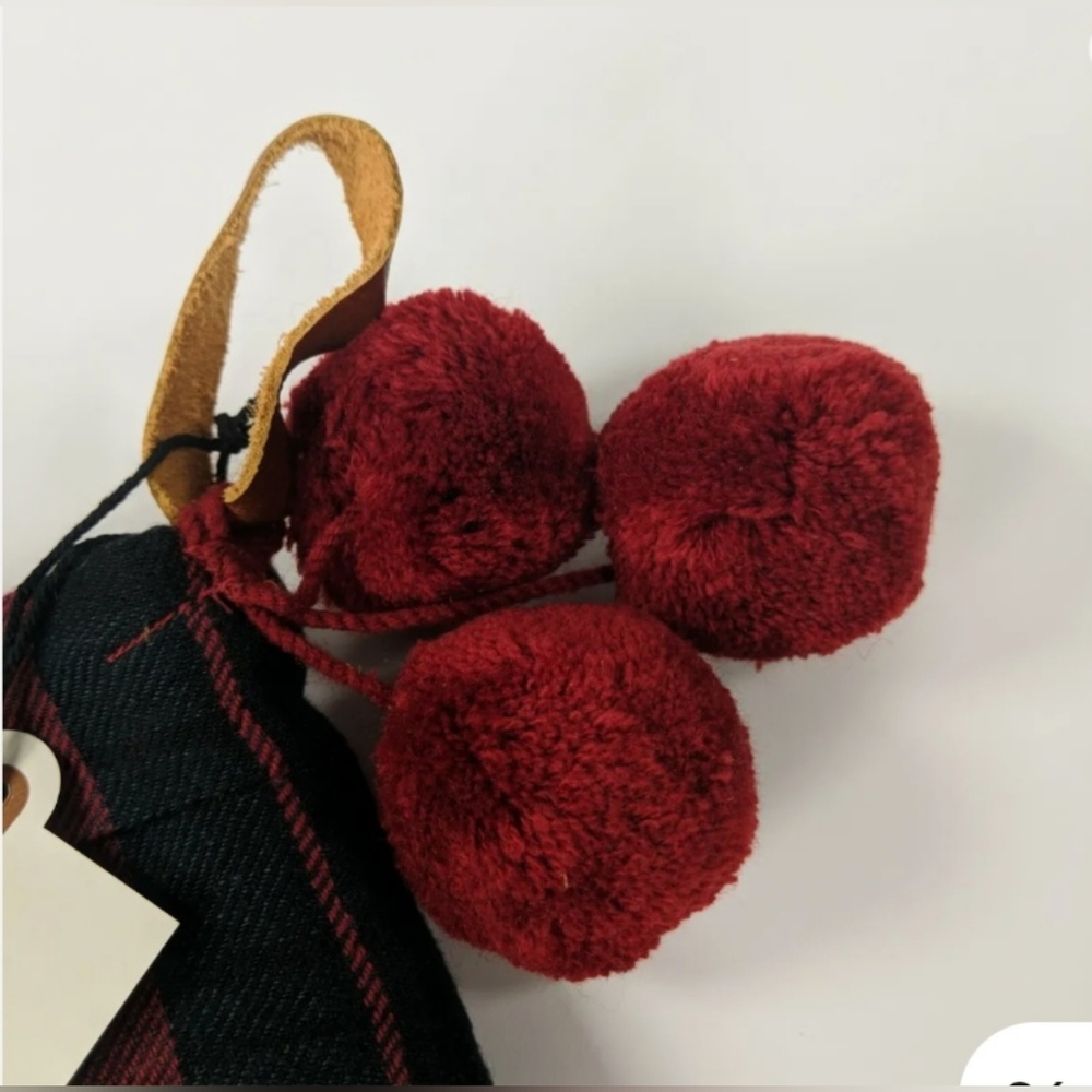 Hearth & Hand Magnolia -Christmas Stocking - Black/Green/Red Plaid w/Pom… - Picture 4 of 7